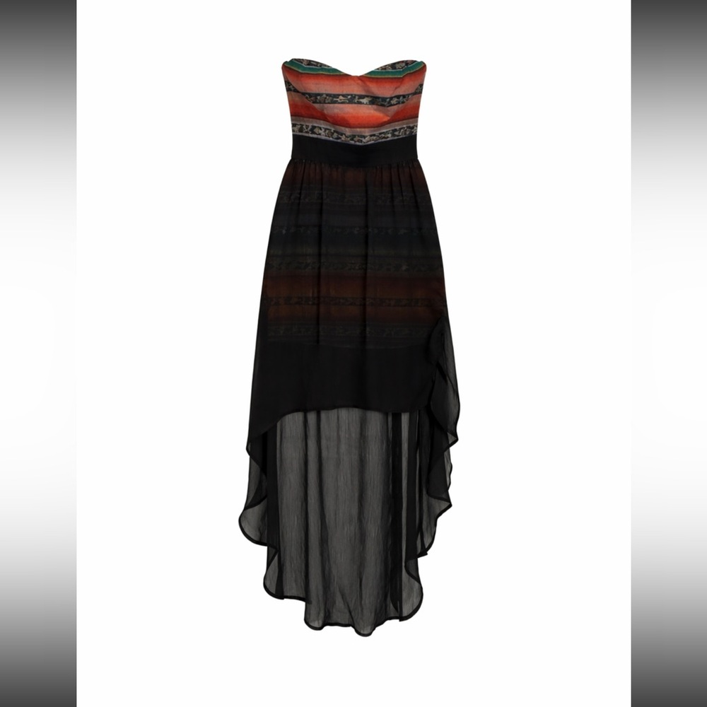 American Rag Cie Strapless Aztec Print High-Low Chiffon Dress Size Medium